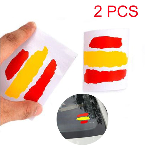 2PCS Spain Flag Car Reflective Sticker Waterproof Car Window Sticker Body Decor Sticker Bumper Sticker