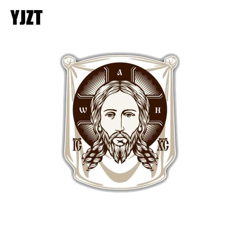 YJZT 11.2CM*13CM  Face Of Jesus Orthodox Church Icon Religion PVC Decoration Car Sticker 11-00251