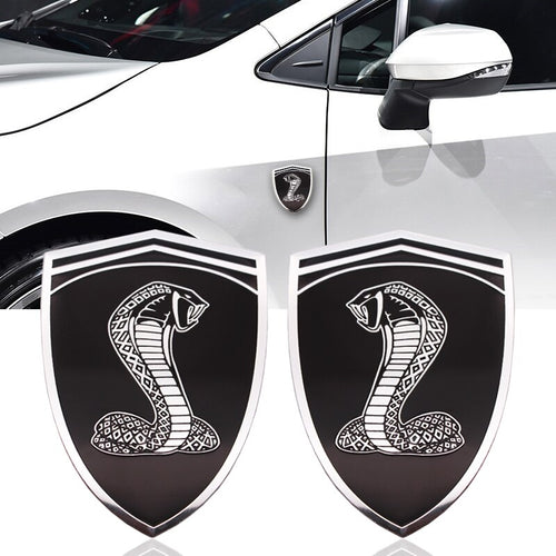 Fashion Car Styling 3D Car Sticker Cobra Snake Metal Car Emblem Badge For Ford Mustang GT500 SVT Shelby Fender Badge